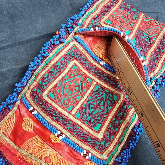 Kuchi Embroidered Pouch Wallet Central Asian Handmade Beaded Snap Closure - Picture 7 of 7